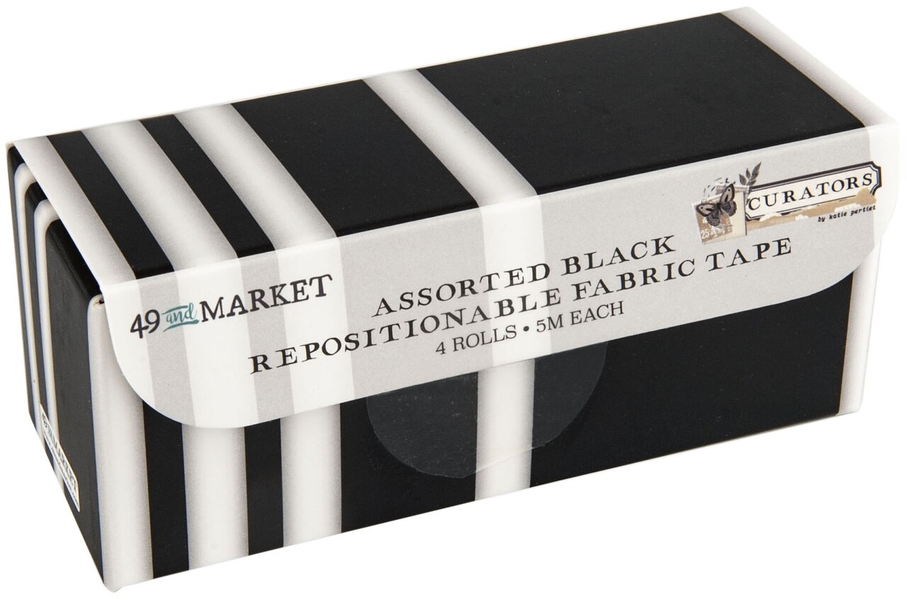 49 And Market Curators Fabric Tape Set 4/Rolls-All Black Assortment